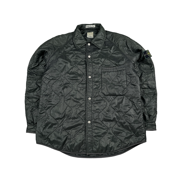 Stone Island 1999 Vintage Khaki Buttoned Quilted Jacket - Large