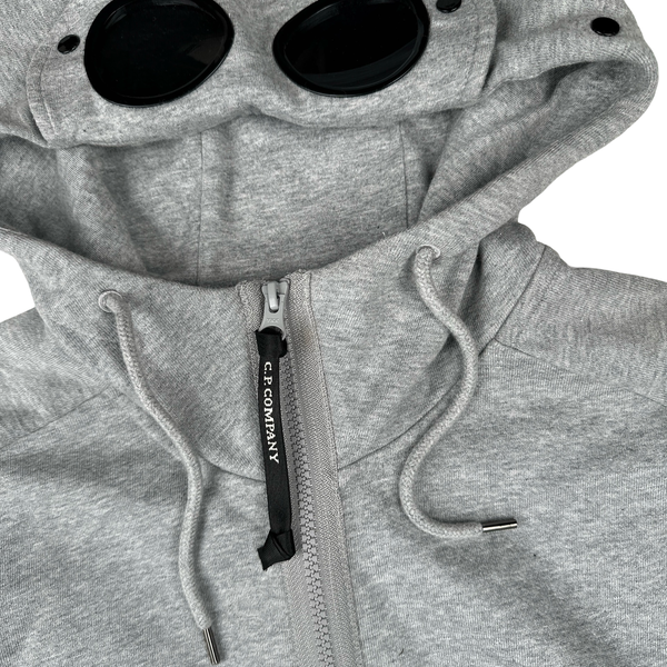 CP Company Grey Cotton Goggle Hoodie - Small
