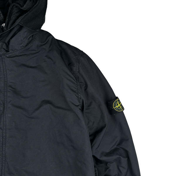 Stone Island 2007 Navy David TC Dutch Liner Spellout Hood Long Parka Jacket - XXL