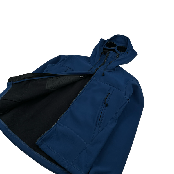 CP Company Navy Fleece Lined Soft Shell Goggle Jacket - Large