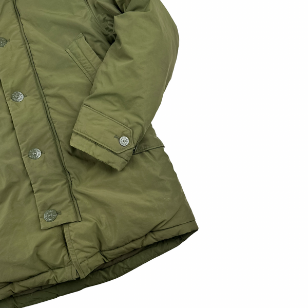 Stone Island 2014 Green Micro Reps Down Filled Fur Trim Parka - Medium