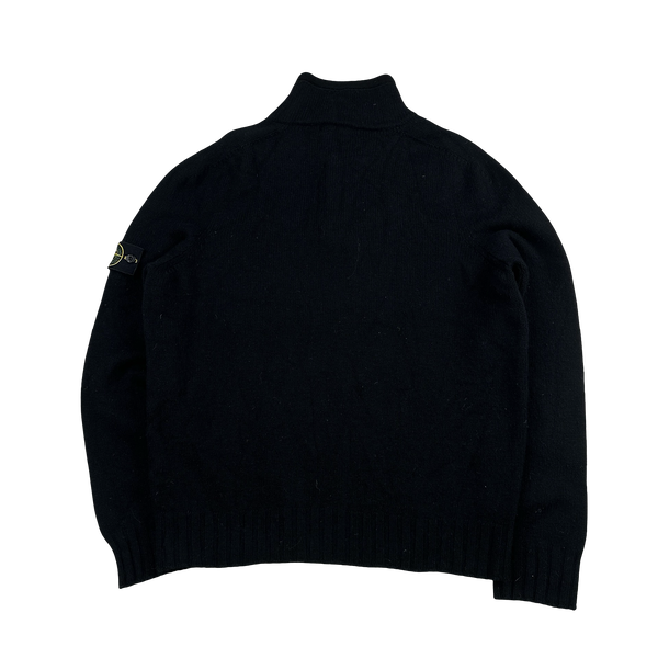 Stone Island 2005 Black Wool High Neck Pullover Jumper - XXL