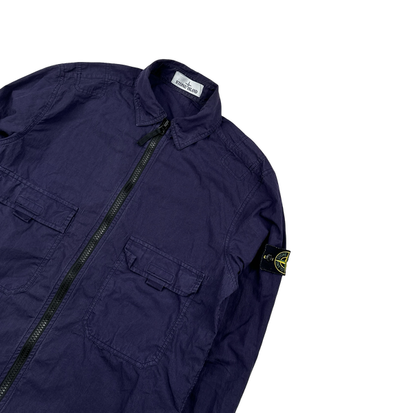 Stone Island 2018 Purple Cotton Zipped Overshirt - Medium
