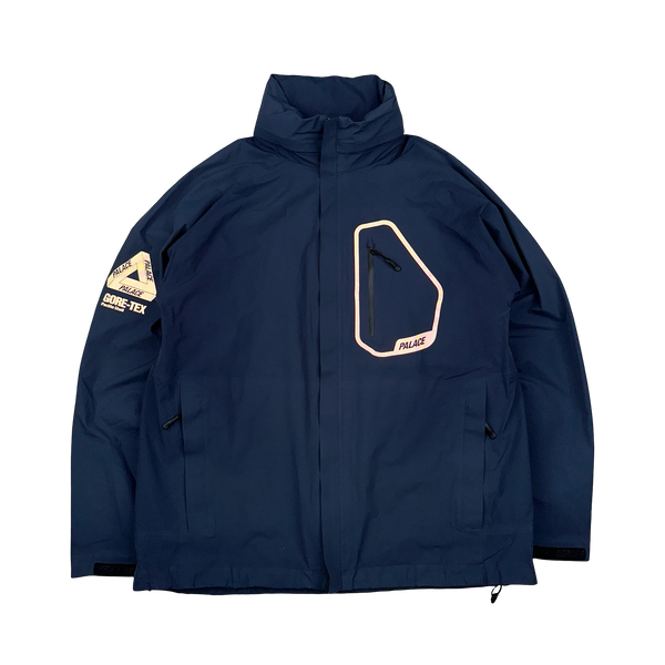 Palace Navy Reflective Spellout Gore-Tex Palicite Shell Jacket - Large