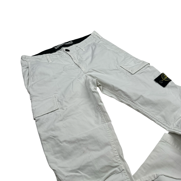 Stone Island 2022 White Skinny Cotton Cargo Trousers - 30"