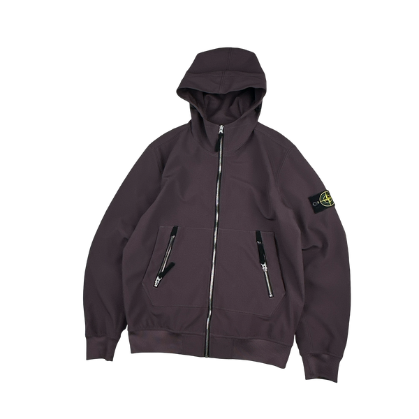 Stone Island 2021 Plum Soft Shell e-Dye Hooded Jacket - Medium