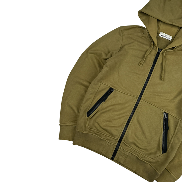 Stone Island 2017 Khaki Cotton Zipped Hoodie - Medium – Mat's Island