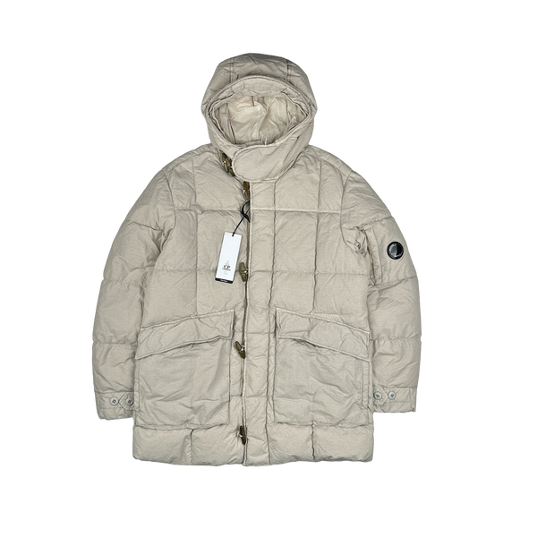 CP Company Sandstone Flatt Nylon Down Filled Lens Viewer Puffer Jacket - Medium, Large