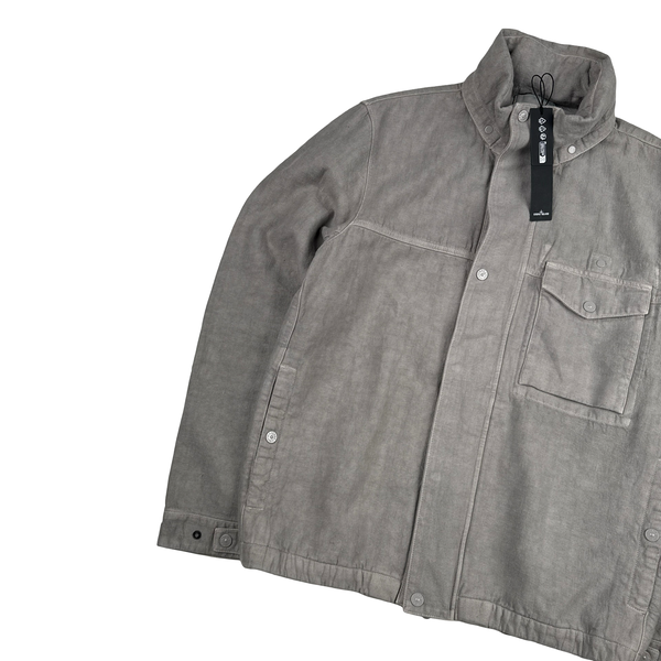 Stone Island 2025 Grey Bonded Linen Ghost Piece Jacket - Large