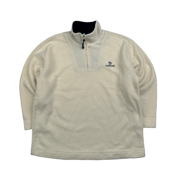 Moncler Grenoble Vintage Cream Soft Quarter Zip Jumper - XL