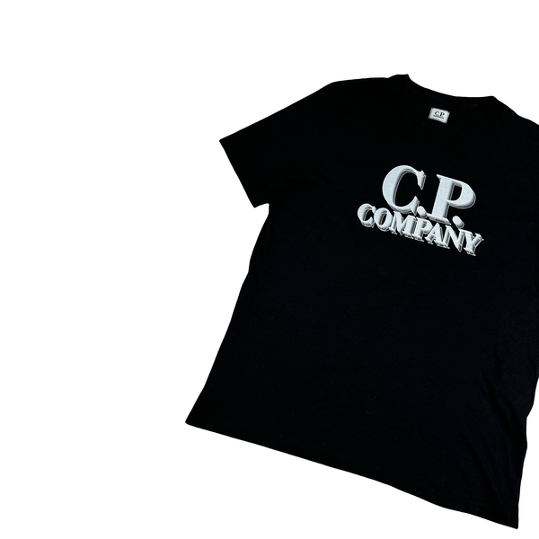 CP Company Cotton Black Spellout T Shirt - Large