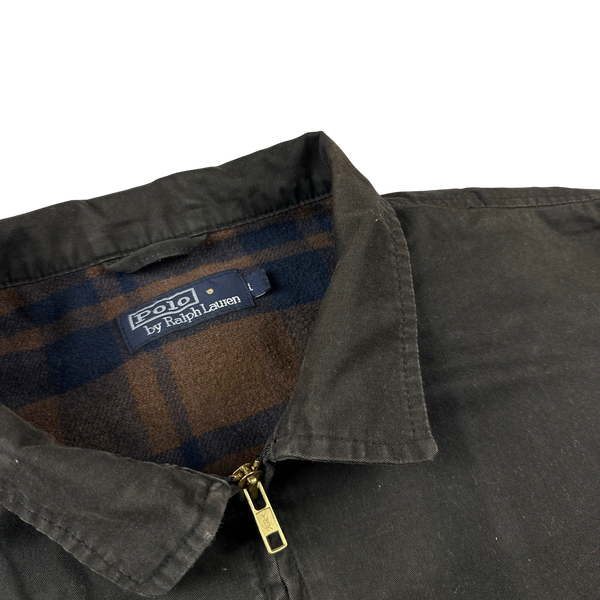 Ralph Lauren Brown Checked Lined Harrington Jacket - Large