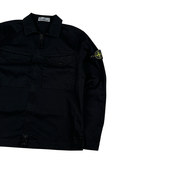 Stone Island 2024 Black Cotton Twill Overshirt - Small