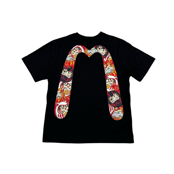 Evisu Graphic Black Spellout T Shirt - Large