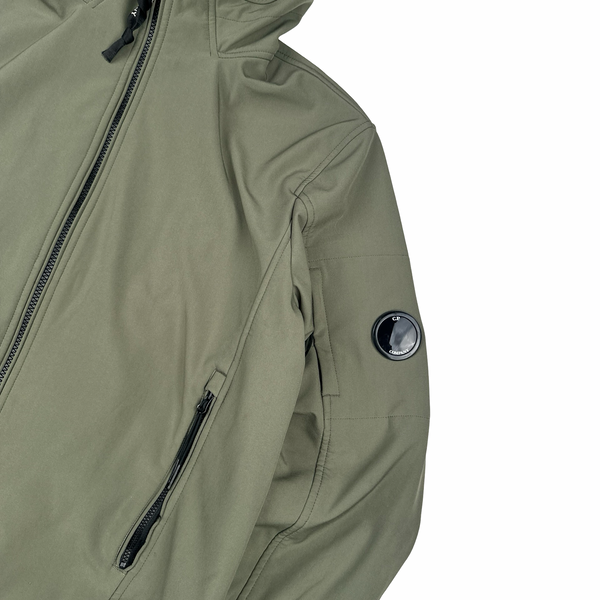 CP Company Khaki Green Fleece Lined Soft Shell Jacket - Large