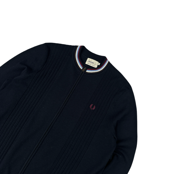 Fred Perry Bradley Wiggins Navy Zipped Knit Bomber - Large