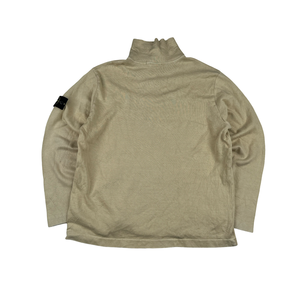 Stone Island 2000 Cotton Cream Quarter Zip Crewneck Jumper - XL