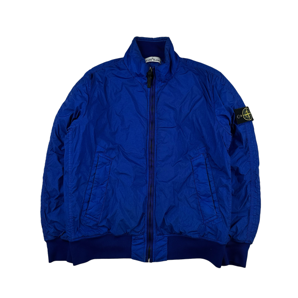 Stone Island 2015 Blue Crinkle Reps Padded Bomber Jacket - Large