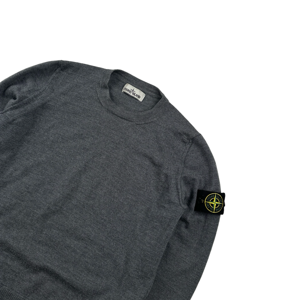 Stone Island 2020 Grey Merino Wool Crewneck Jumper - Large