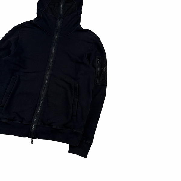 Paul And Shark Black Full Face Zip Up Hooded Jumper - Medium