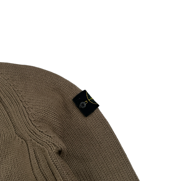 Stone Island 2003 Brown High Neck Quarter Zipped Jumper - Large