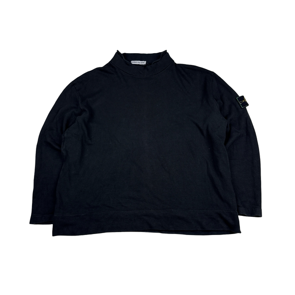 Stone Island 1999 Black Green Edge Vintage Pullover Mock Jumper - XXL