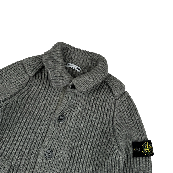 Stone Island 2008 Wool Grey Buttoned Cardigan Jumper - Large