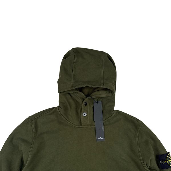 Stone Island 2023 Green Cotton Fleece Hoodie Jumper - Small