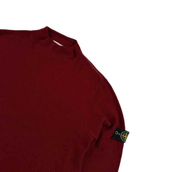 Stone Island 2002 Vintage Dark Red Ribbed Wool Pullover - XL