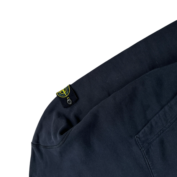 Stone Island 2021 Navy Pullover Cotton Hoodie - Small