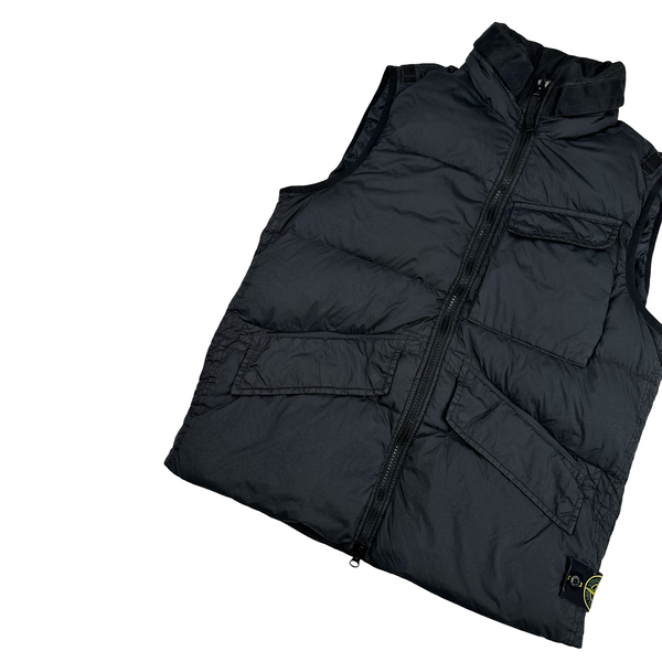 Stone Island 2022 Black Naslan Light Watro Down-TC Gilet - Small