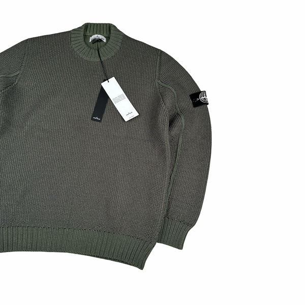 Stone Island 2017 Green Heat Reactive Ice Knit Crewneck Jumper - 3XL