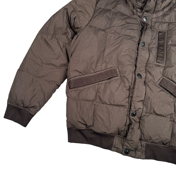 Stone Island 2019 Brown Garment Dyed Crinkle Reps Puffer Jacket - XL
