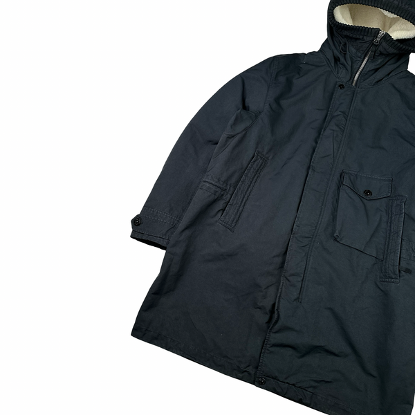 Stone Island 2021 Grey Garment Dyed David TC Long Blanket Lined Parka Jacket - Large