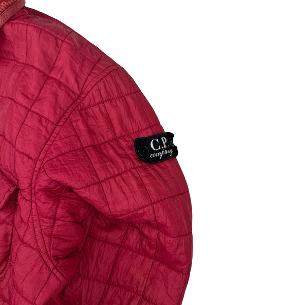 CP Company Vintage 1994 Pink Buttoned Reversable Spellout Badge Quilted Jacket - Large