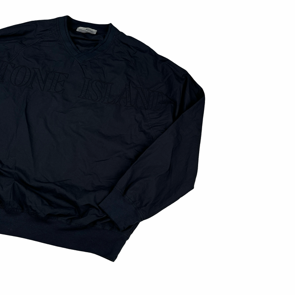 Stone Island 2023 Navy Light Cotton Tela Spellout Pullover - Medium