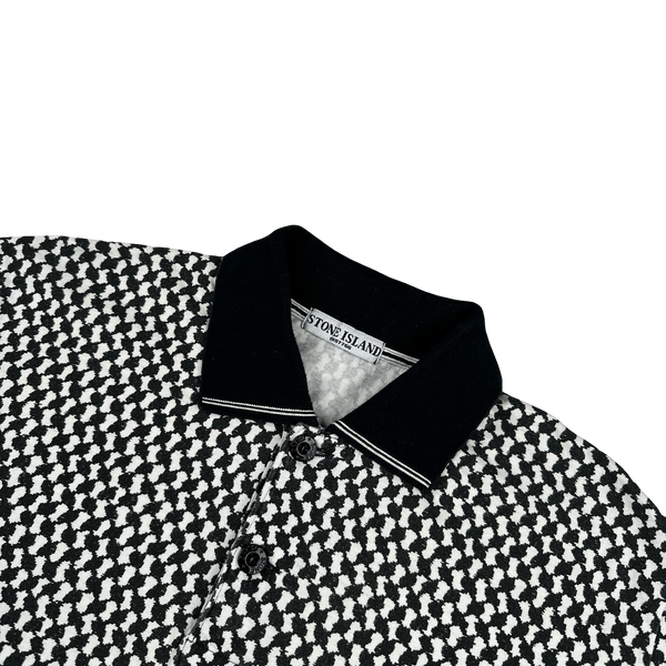 Stone Island 2008 Patterned Cotton Collared Neck Spellout Polo - XXL