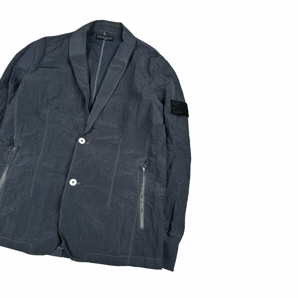 Stone Island 2012 Navy Silver Nylon Shadow Project Blazer Overshirt Jacket - XL
