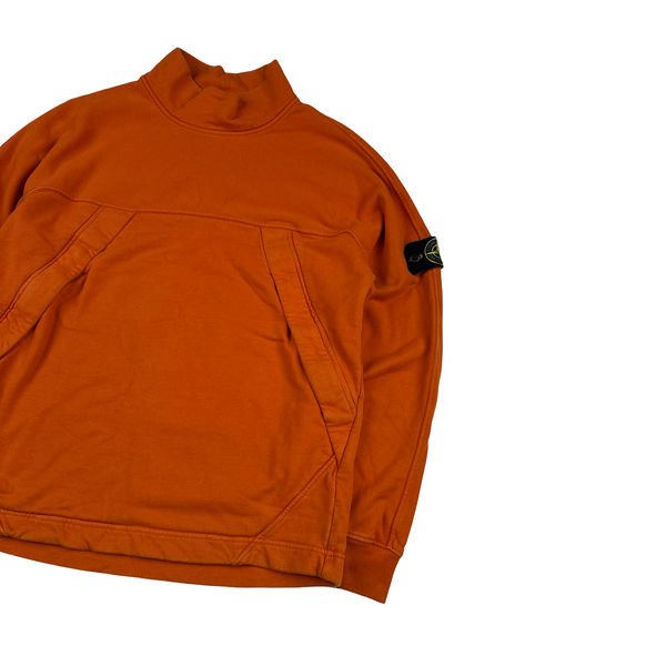 Stone Island 2019 Orange Cotton Zipped Pockets Jumper - Medium