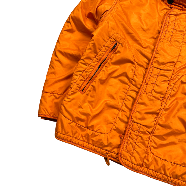 Stone Island 2004 Vintage Orange Mesh Quilted High Neck Nylon Jacket - Large