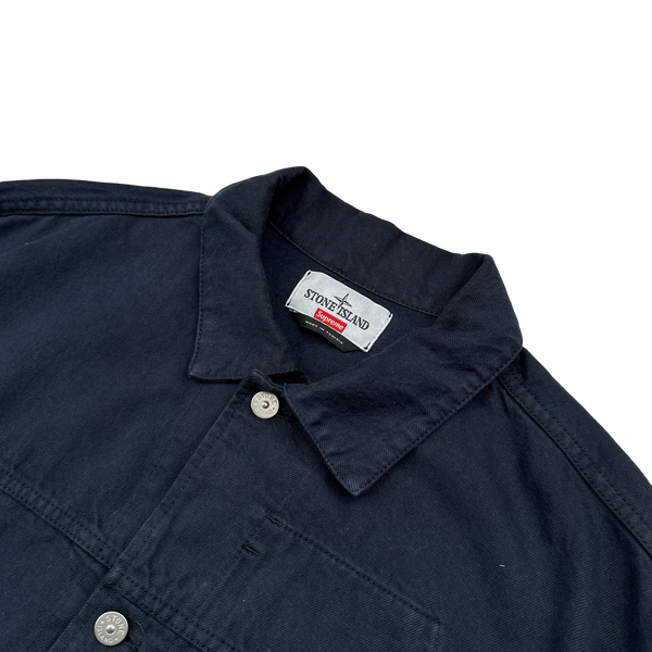 Stone Island x Supreme 2023 Navy Bull Denim TC Jacket - Large