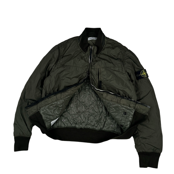 Stone Island 2012 Khaki 30th Anni Garment Dyed Nylon Tela Quilted Jacket - Large