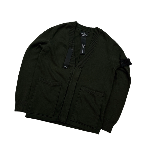 Stone Island 2018 Shadow Project Green Lightweight Knit Cardigan Jumper - Large & Medium