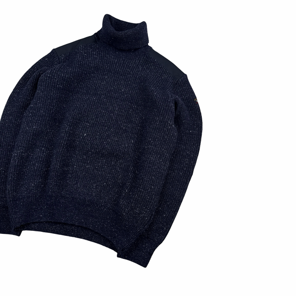Paul & Shark Navy High Neck Wool Blend Jumper - Large