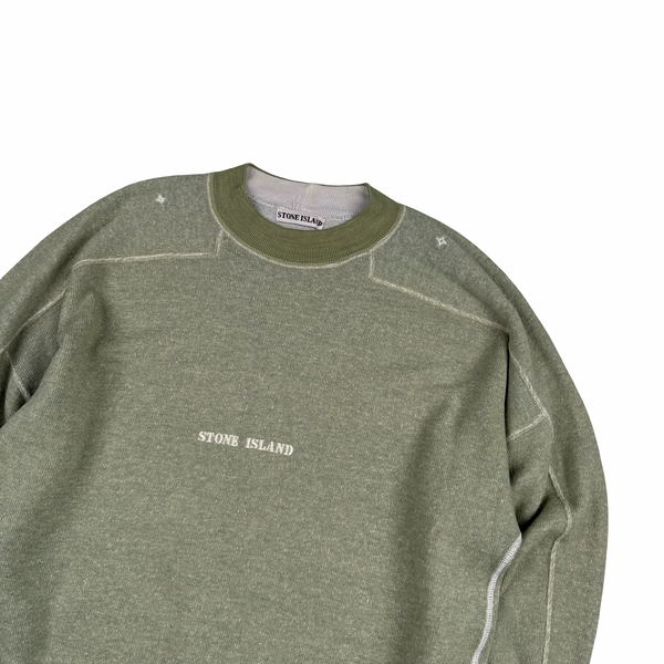 Stone Island 1990s Vintage Light Green Spellout Pullover - XL