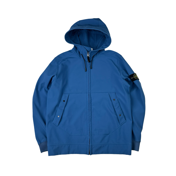 Stone Island 2020 Blue Soft Shell Hooded Jacket - XL