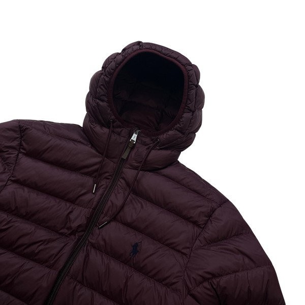 Ralph Lauren Red Down Filled Hooded Puffer Jacket - Small