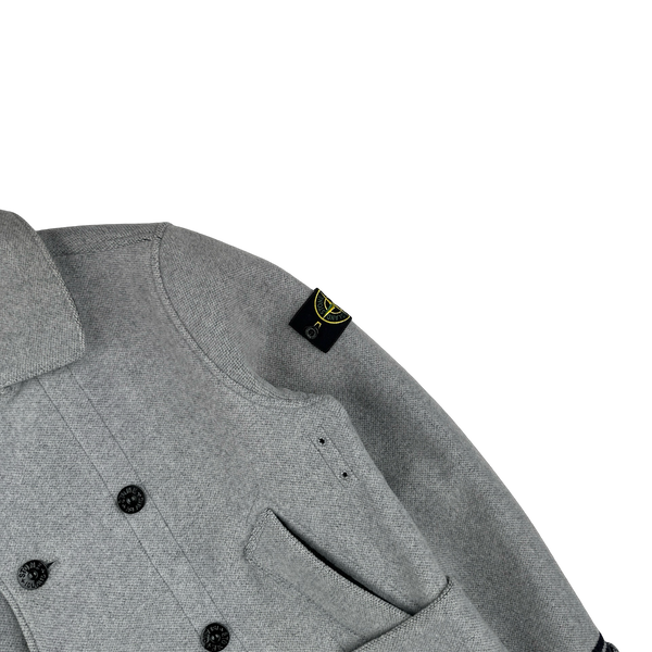 Stone Island 2020 Panno Jaquard Double Breasted Wool Collared - Large