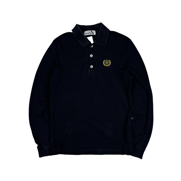 Stone Island 2012 Navy Cotton 30th Anniversary Long Sleeve Polo Shirt - Medium