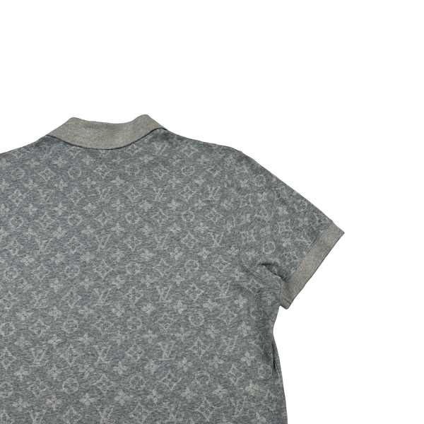 Louis Vuitton Grey Cotton Monogram Polo Shirt - Small